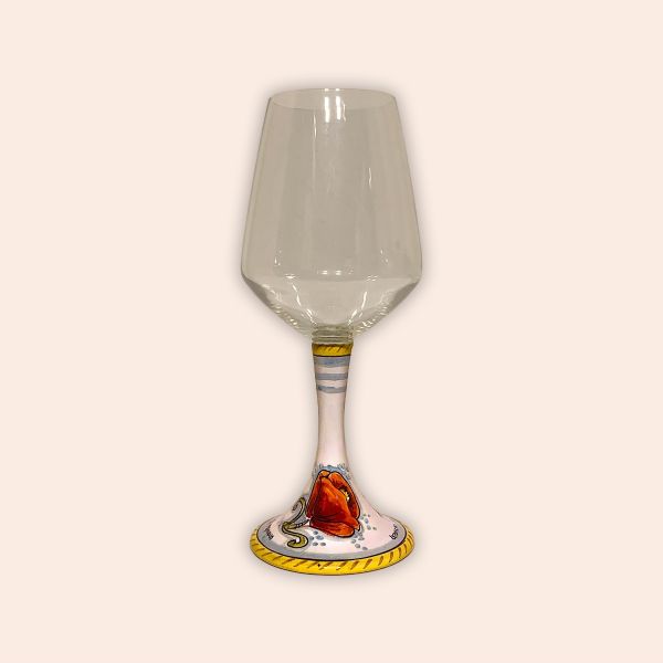 ELEGANT LEAD-FREE  CRYSTAL GLASS WITH CERAMIC STEM:  POPPY DESIGN cm.23h